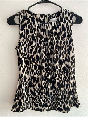 Calvin Klein Black & Cream Leopard Print Sleeveless Camisole